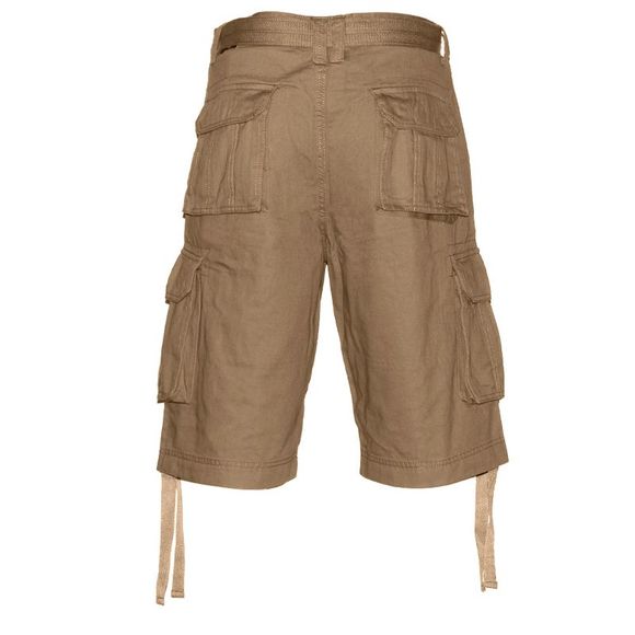 Men's Cargo Shorts Pocket Lightweight Cotton Belted Cargo Shorts Khaki - Picture 3 of 3